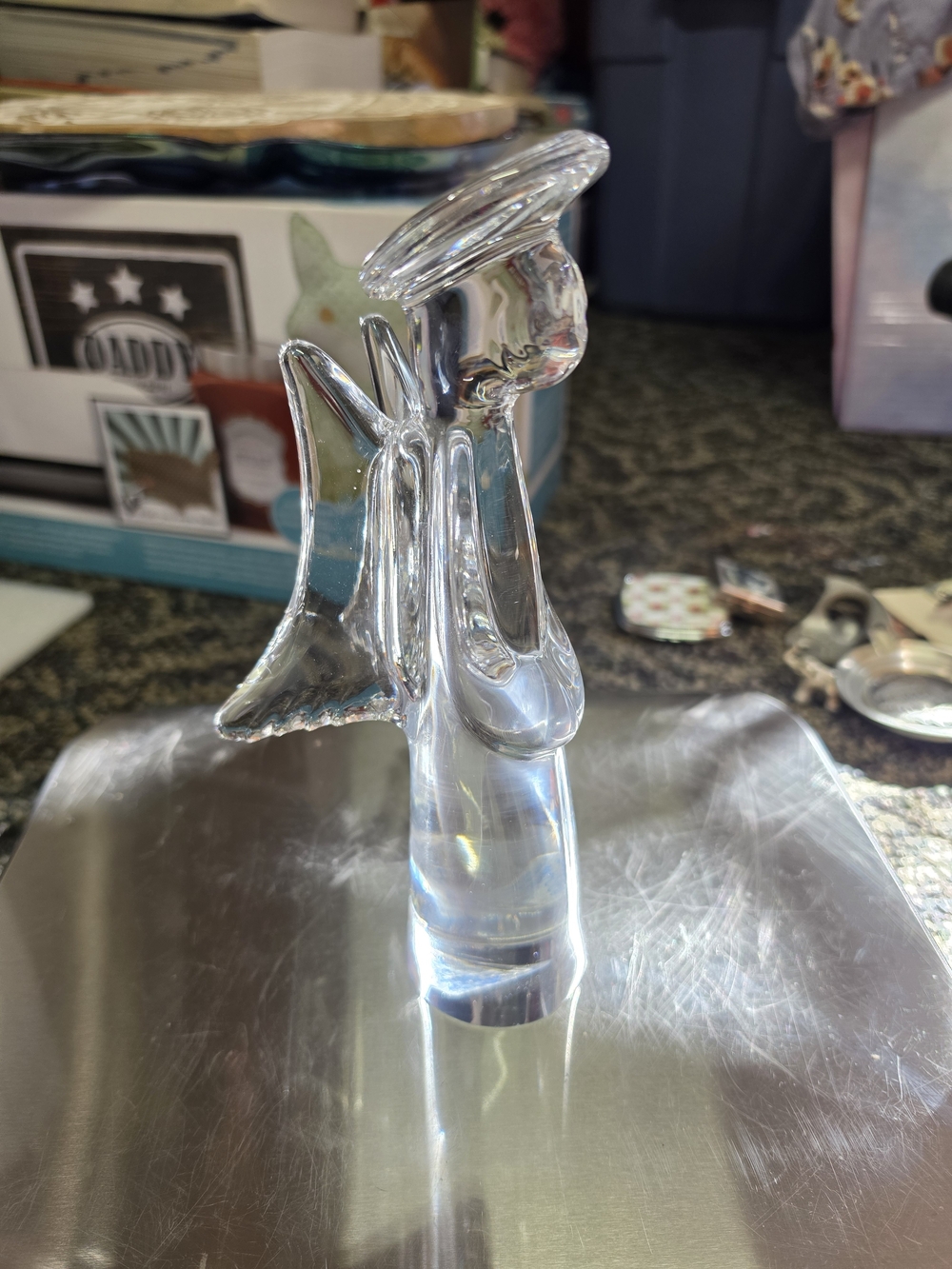 Clear Glass Angel Figurine - Decorative Home Art